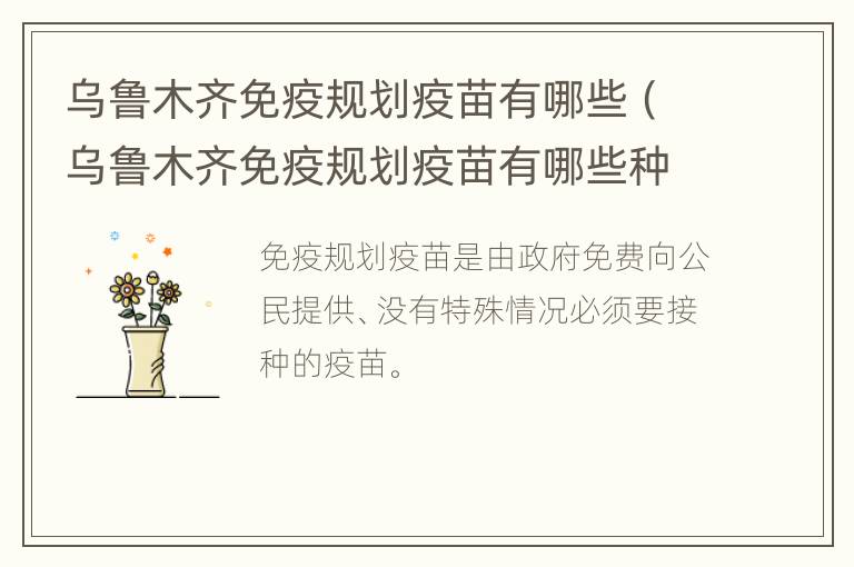 新疆乌鲁木齐疫苗接种进展及种类概览