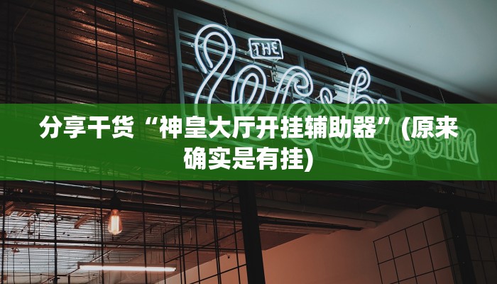 分享干货“神皇大厅开挂辅助器”(原来确实是有挂)