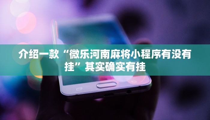 介绍一款“微乐河南麻将小程序有没有挂”其实确实有挂