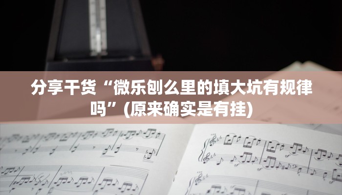 分享干货“微乐刨么里的填大坑有规律吗”(原来确实是有挂)