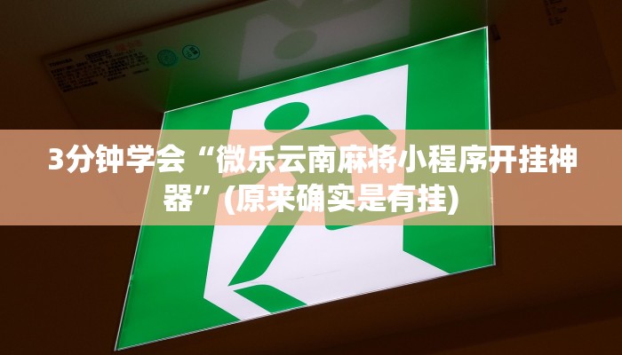 3分钟学会“微乐云南麻将小程序开挂神器”(原来确实是有挂)