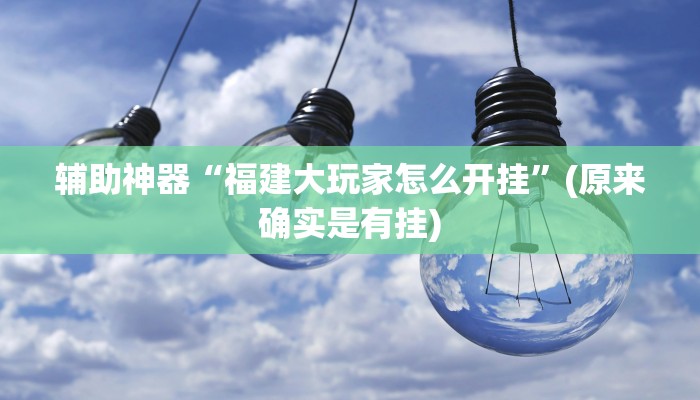 辅助神器“福建大玩家怎么开挂”(原来确实是有挂)