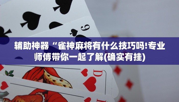 辅助神器“雀神麻将有什么技巧吗!专业师傅带你一起了解(确实有挂) 辅助神器“雀神麻将有什么技巧吗!专业师傅带你一起了解(确实有挂)