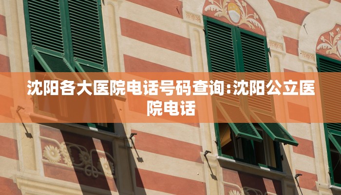沈阳各大医院电话号码查询:沈阳公立医院电话