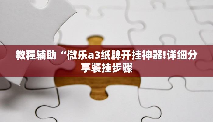 教程辅助“微乐a3纸牌开挂神器!详细分享装挂步骤