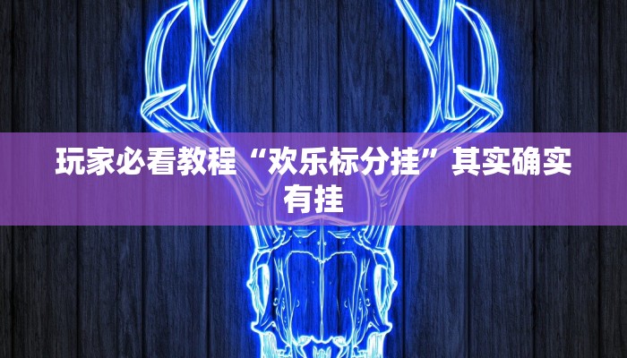 玩家必看教程“欢乐标分挂”其实确实有挂