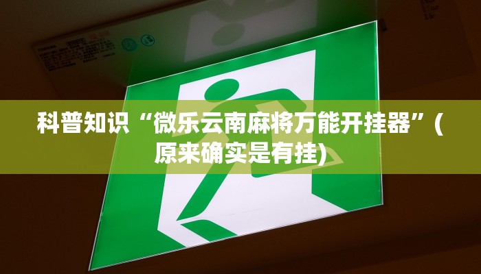 科普知识“微乐云南麻将万能开挂器”(原来确实是有挂)
