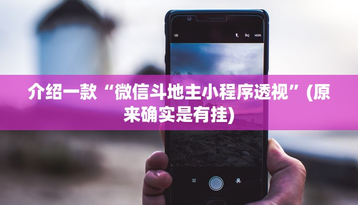 介绍一款“微信斗地主小程序透视”(原来确实是有挂)