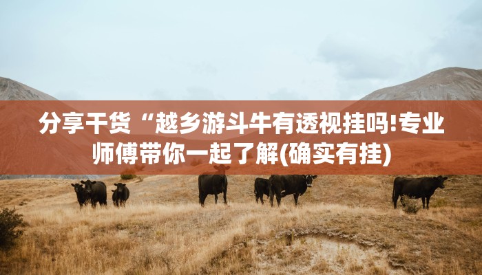 分享干货“越乡游斗牛有透视挂吗!专业师傅带你一起了解(确实有挂)