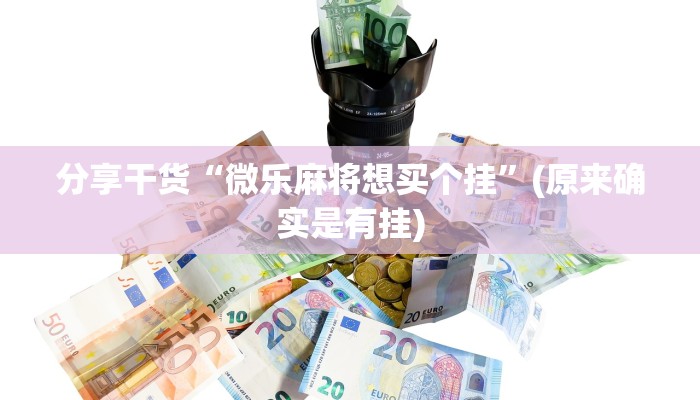 分享干货“微乐麻将想买个挂”(原来确实是有挂)