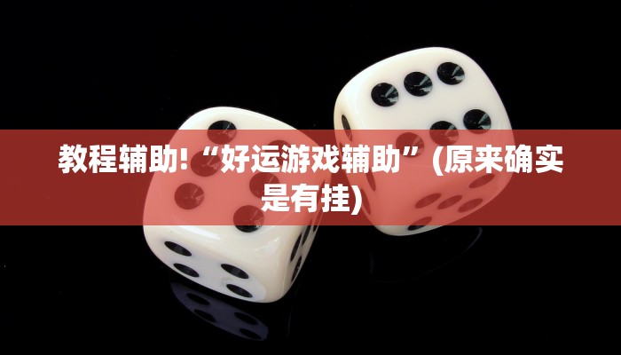 教程辅助!“好运游戏辅助”(原来确实是有挂)