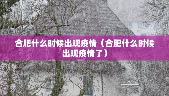 合肥什么时候出现疫情（合肥什么时候出现疫情了）