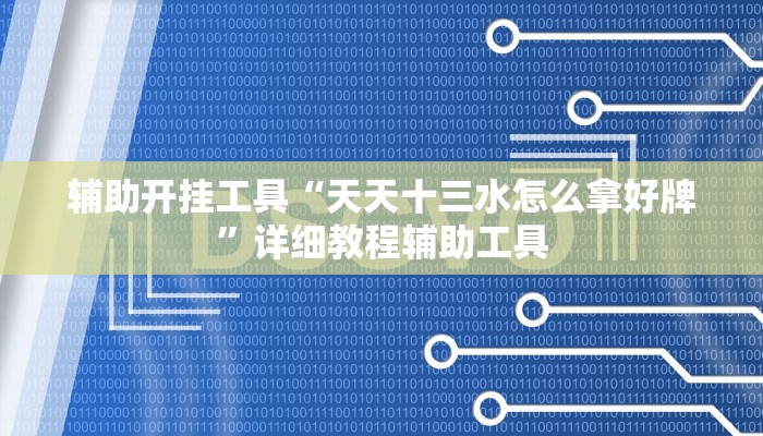 辅助开挂工具“天天十三水怎么拿好牌”详细教程辅助工具