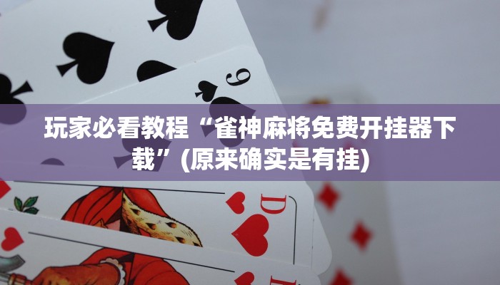 玩家必看教程“雀神麻将免费开挂器下载”(原来确实是有挂)