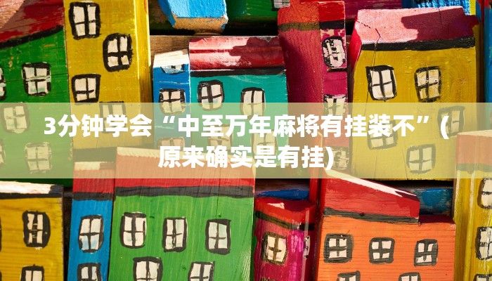 3分钟学会“中至万年麻将有挂装不”(原来确实是有挂)