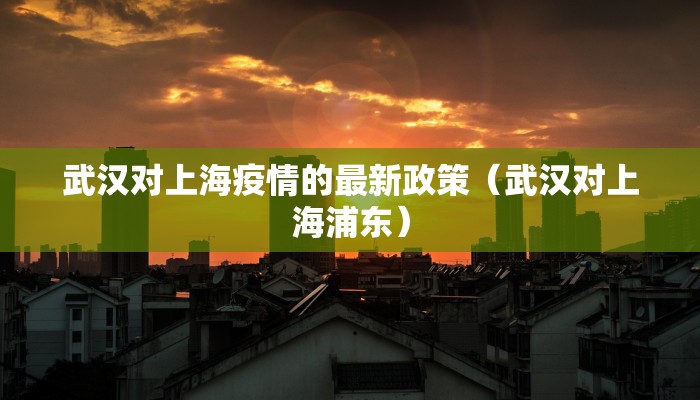 武汉对上海疫情的最新政策（武汉对上海浦东）